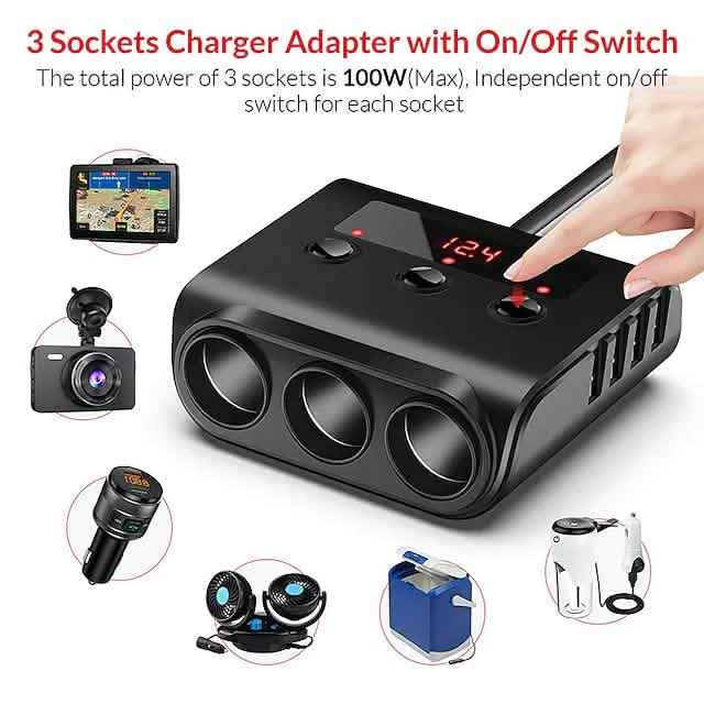 3-Way Car Plug Charger Adapter