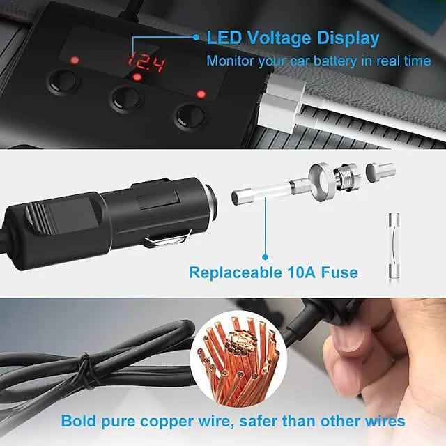 3-Way Car Plug Charger Adapter