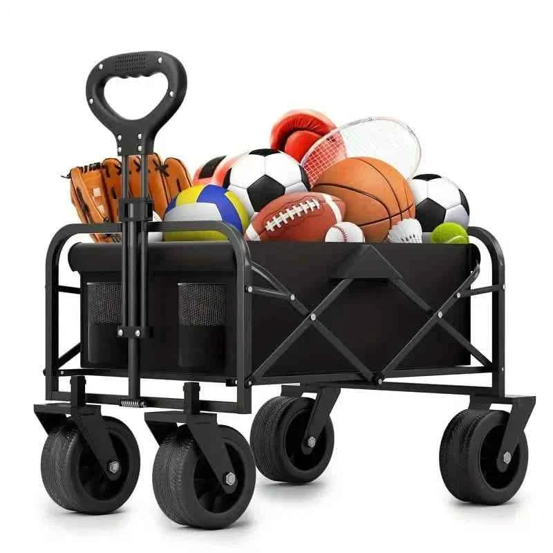 Heavy Duty Utility Portable Foldable Outdoor Beach Garden Wagon Cart with 360° All Terrain Wheels