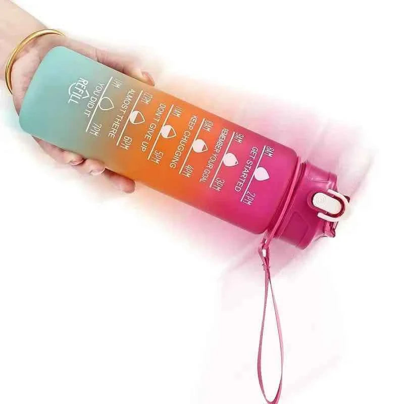 300ml Gradient Color Frosted Water Bottle With Straw