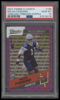 Micah Parsons 2021 Panini Classics #196 Timeless Tributes Purple PSA 10