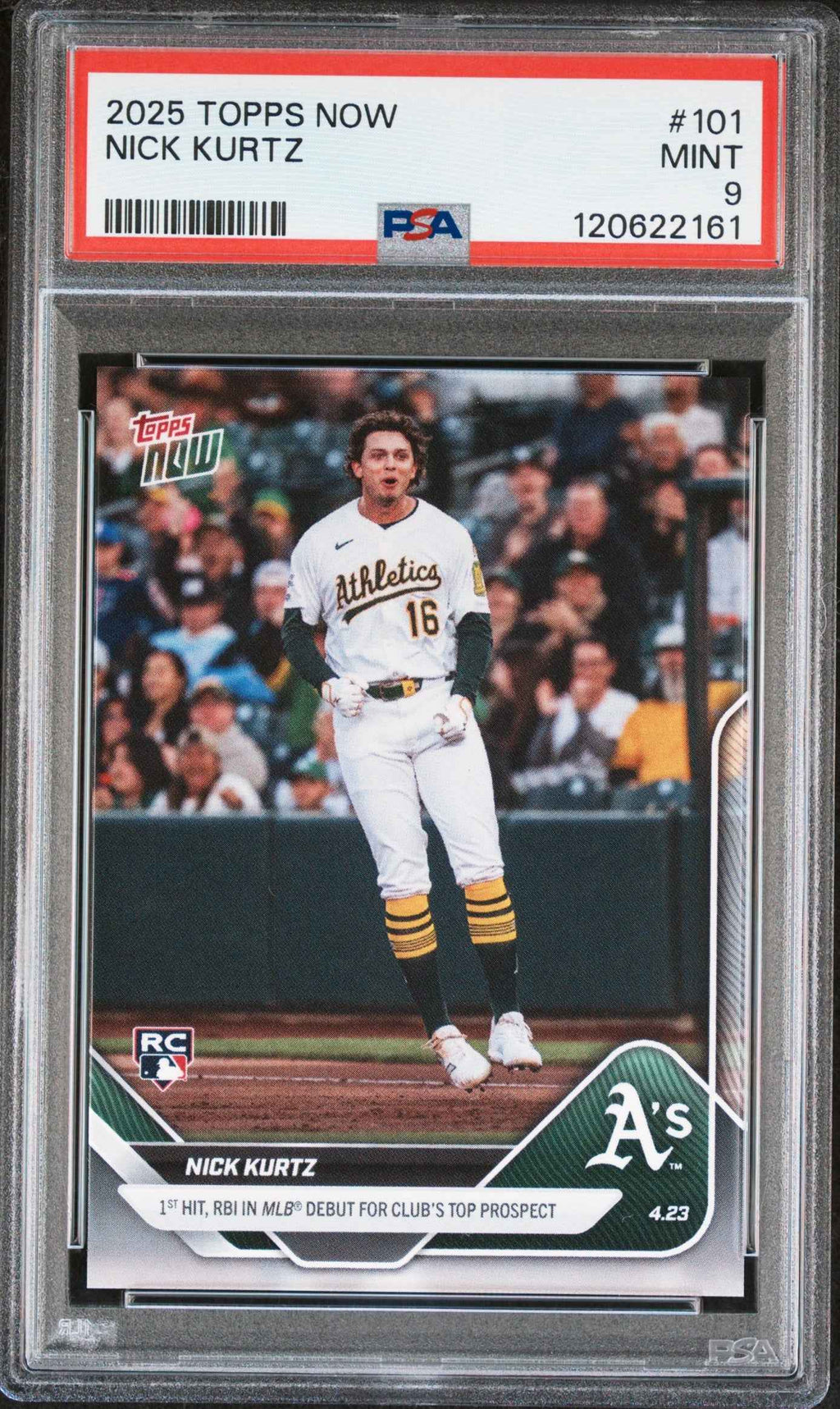 Graded 2025 Topps Now Nick Kurtz #101 Rookie RC Baseball Card PSA 9 Mint