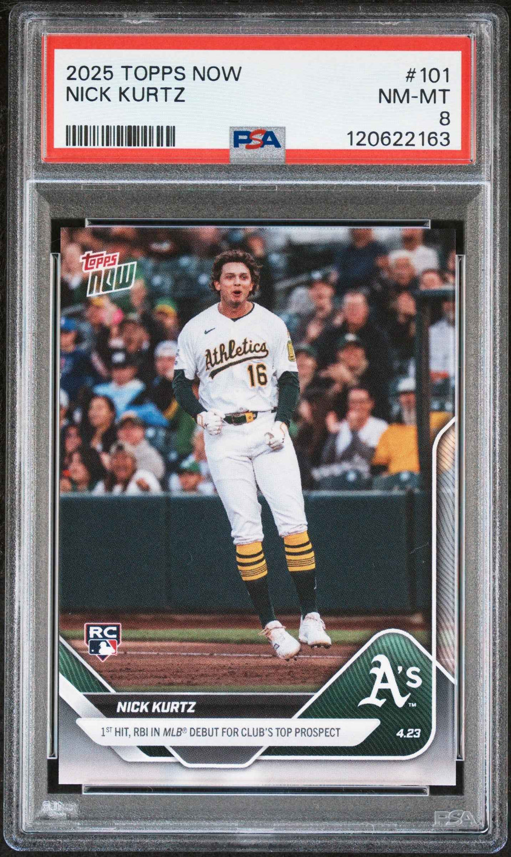 Graded 2025 Topps Now Nick Kurtz #101 Rookie RC Baseball Card PSA 8 Near Mint