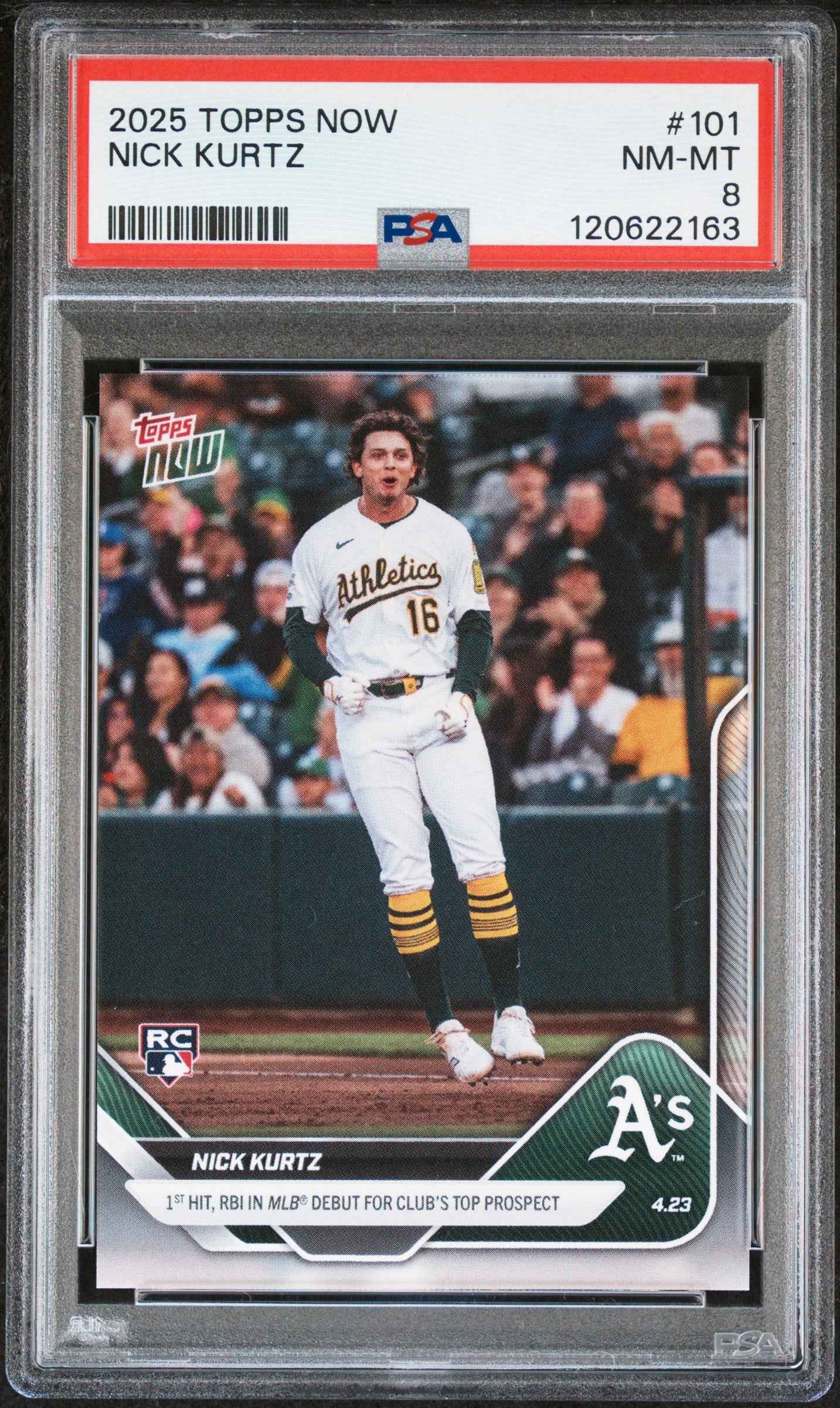 Graded 2025 Topps Now Nick Kurtz #101 Rookie RC Baseball Card PSA 8 Near Mint