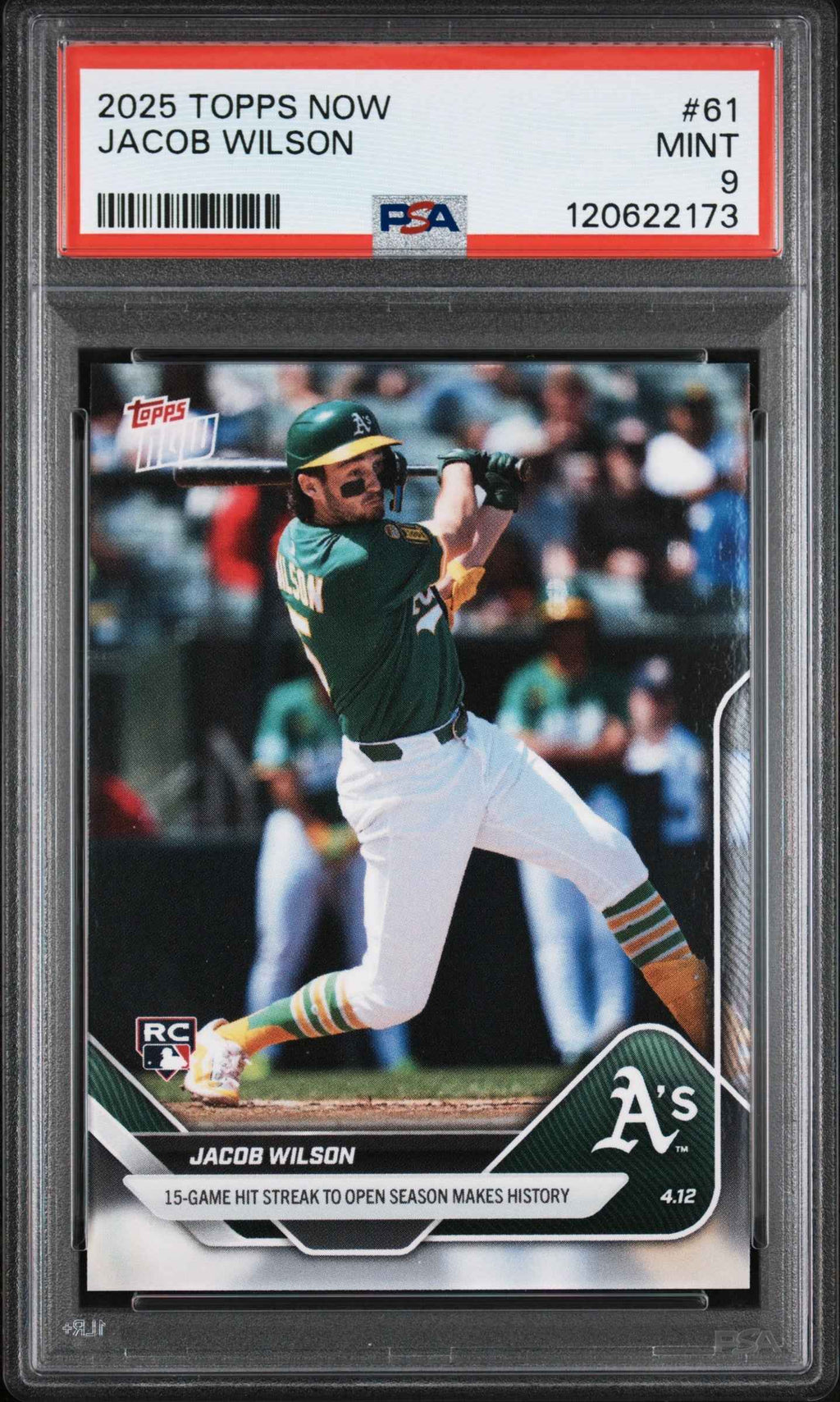 Graded 2025 Topps Now Jacob Wilson #61 Rookie RC Baseball Card PSA 9 Mint