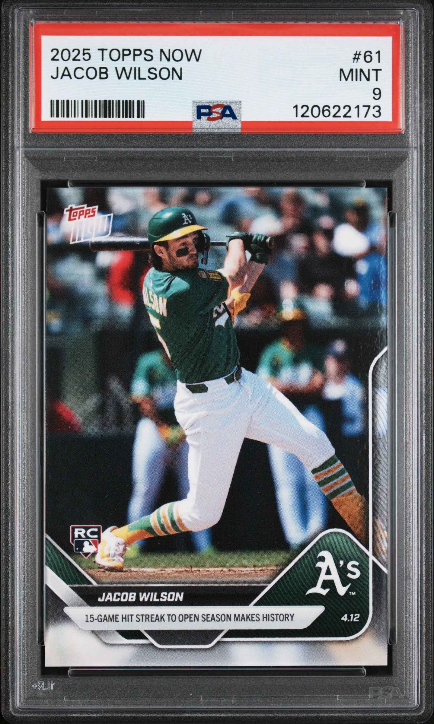 Graded 2025 Topps Now Jacob Wilson #61 Rookie RC Baseball Card PSA 9 Mint