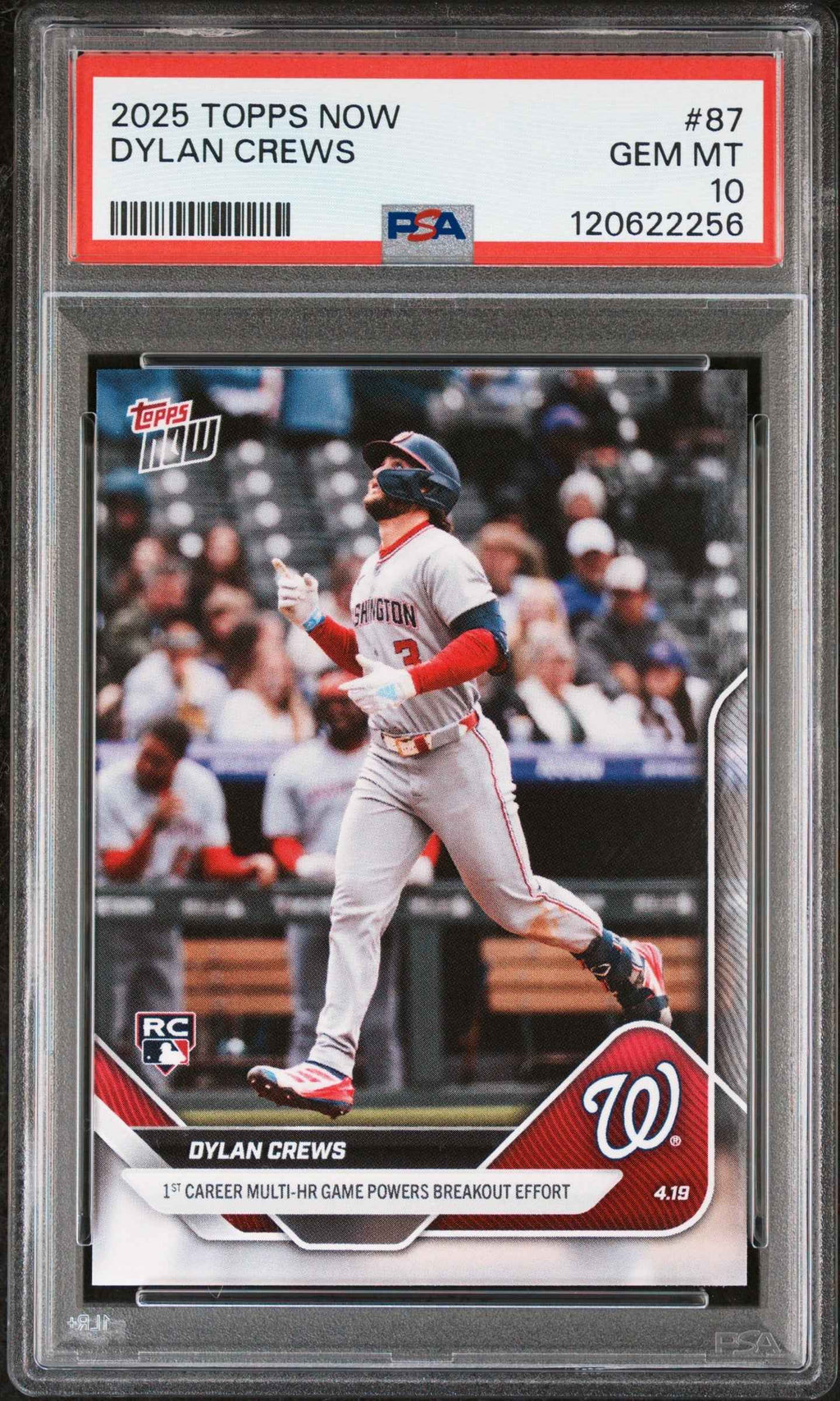 Graded 2025 Topps Now Dylan Crews #87 Rookie RC Baseball Card PSA 10 Gem Mint
