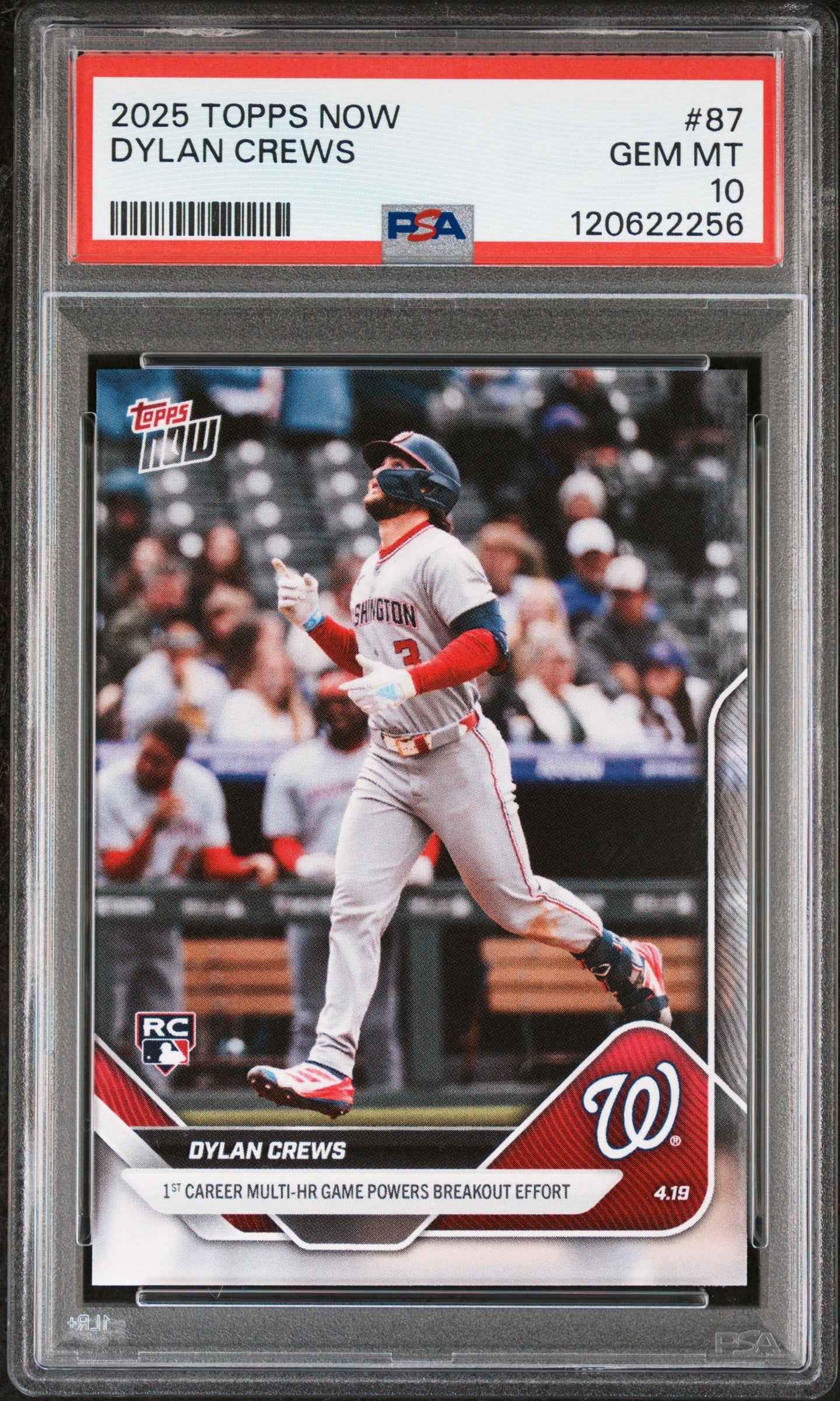 Graded 2025 Topps Now Dylan Crews #87 Rookie RC Baseball Card PSA 10 Gem Mint