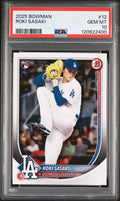 Graded 2025 Topps Bowman Roki Sasaki #12 Rookie RC Baseball Card PSA 10 Gem Mint
