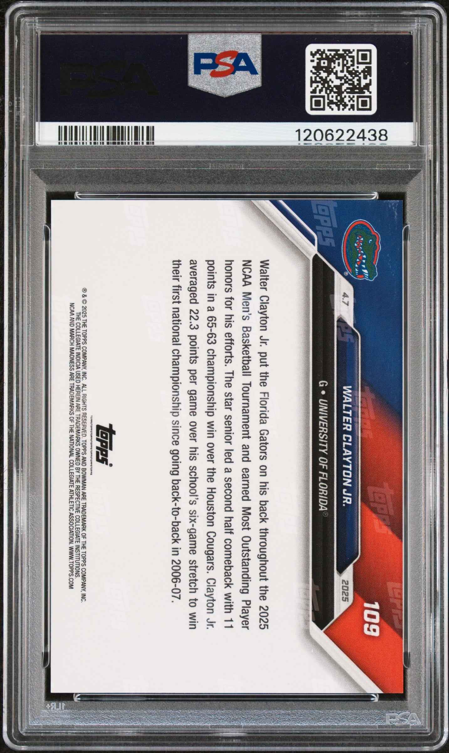 Graded 2024 Topps Bowman U Now Walter Clayton Jr. #109 Rookie RC Basketball Card PSA 10 Gem Mint