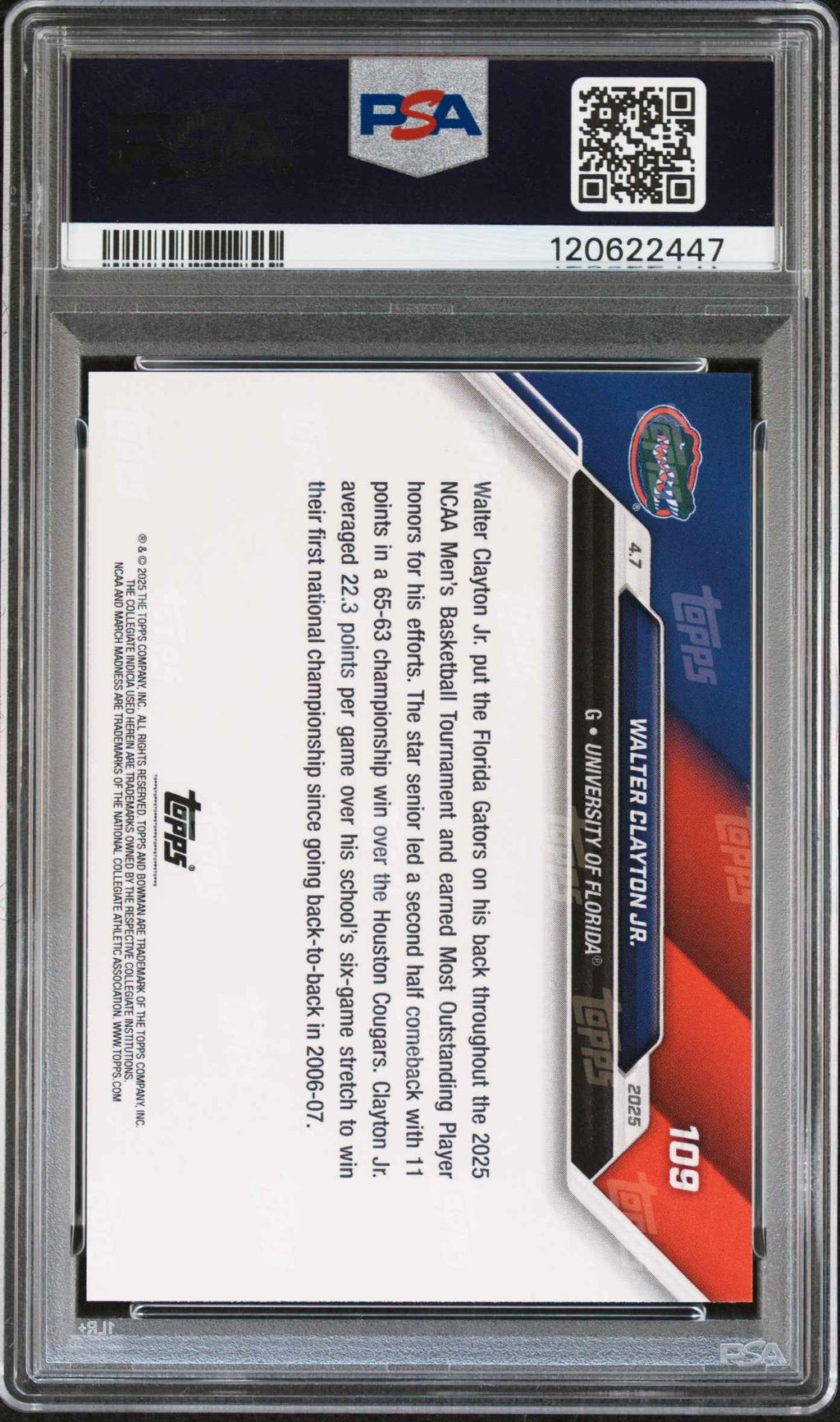 Graded 2024 Topps Bowman U Now Walter Clayton Jr. #109 Blue /49 Rookie RC Basketball Card PSA 9 Mint
