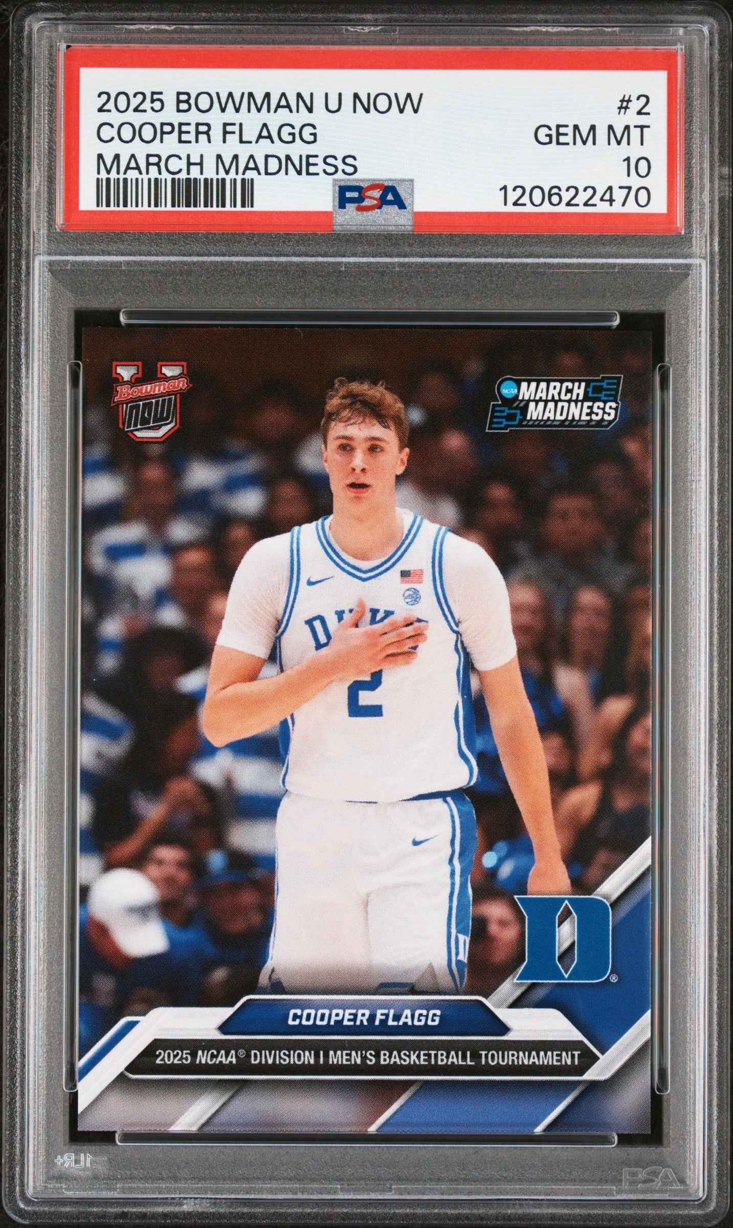 Graded 2025 Topps Bowman U Now Cooper Flagg #2 March Madness Rookie RC Basketball Card PSA 10 Gem Mint