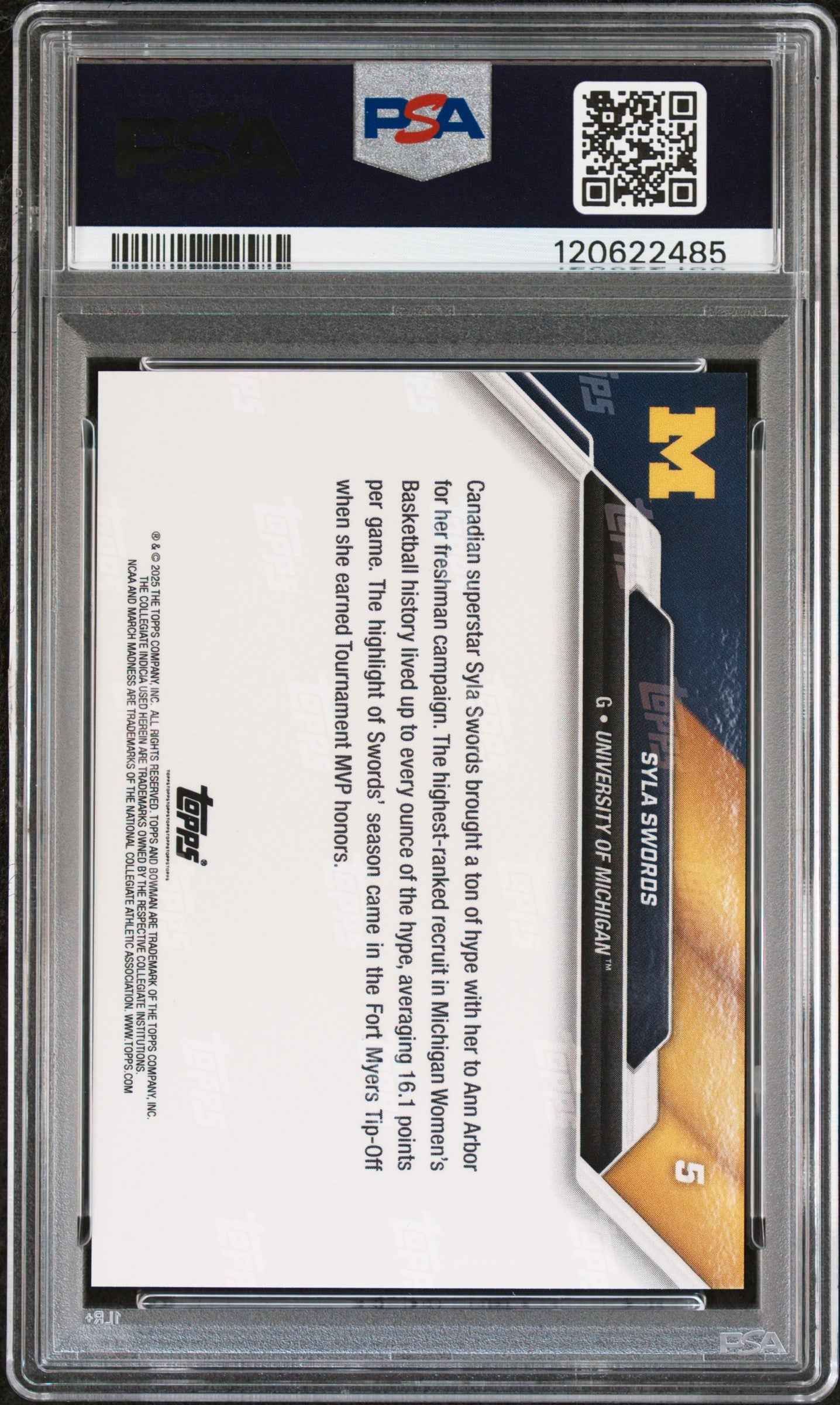Graded 2025 Topps Bowman U Now Syla Swords #5 March Madness Rookie RC Basketball Card PSA 10 Gem Mint