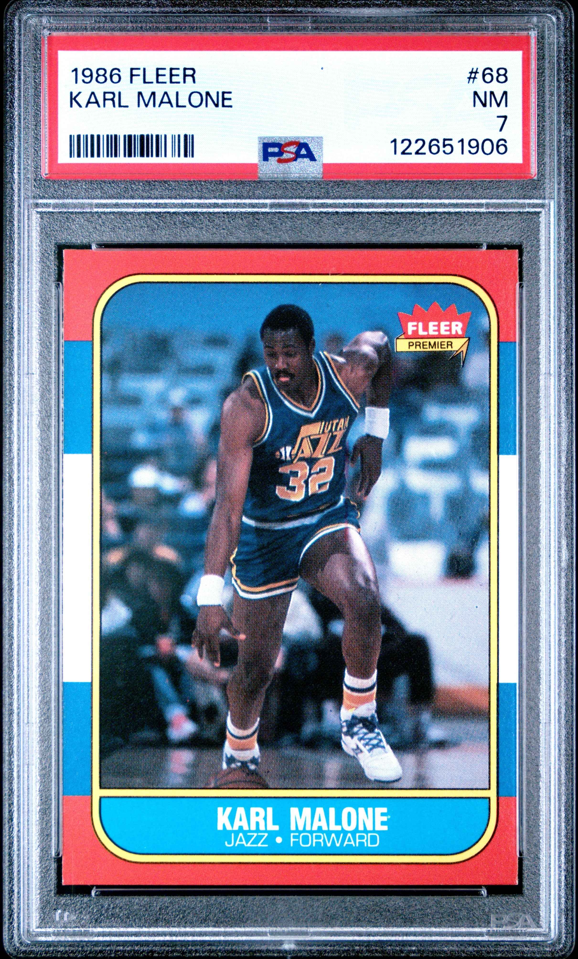 Graded 1986-87 Fleer Karl Malone #68 Rookie RC Basketball Card PSA 7 Near Mint