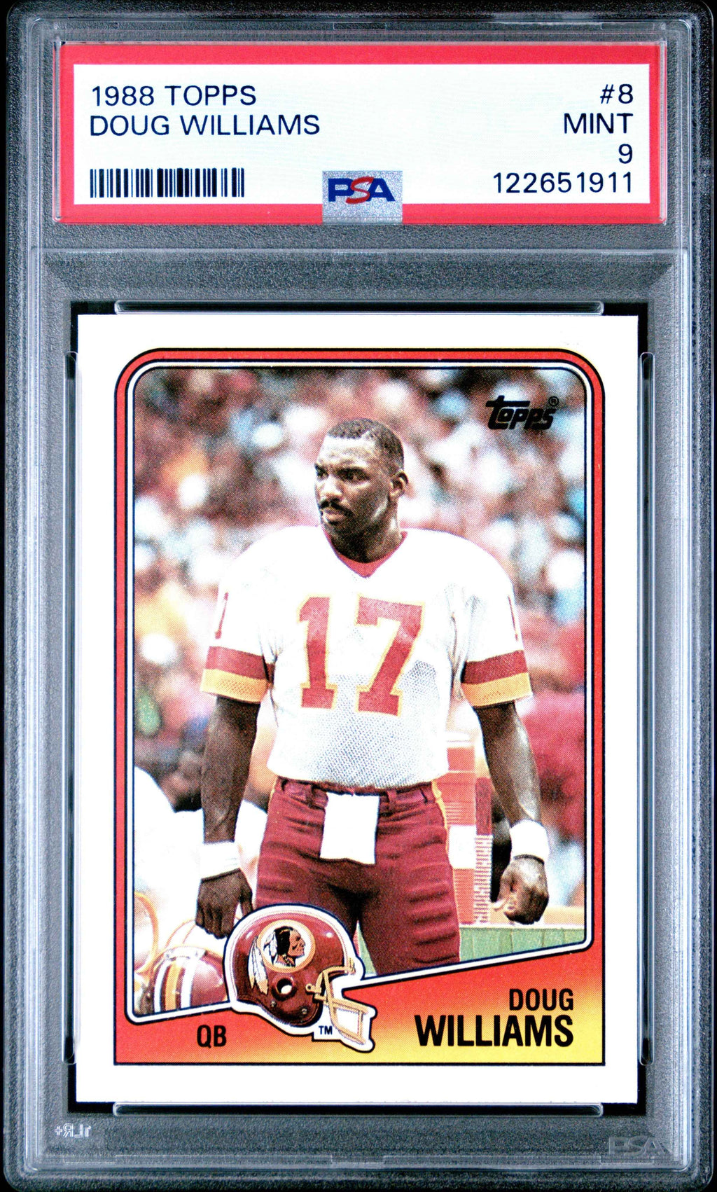 Graded 1988 Topps Doug Williams #8 Football Card PSA 9 Mint