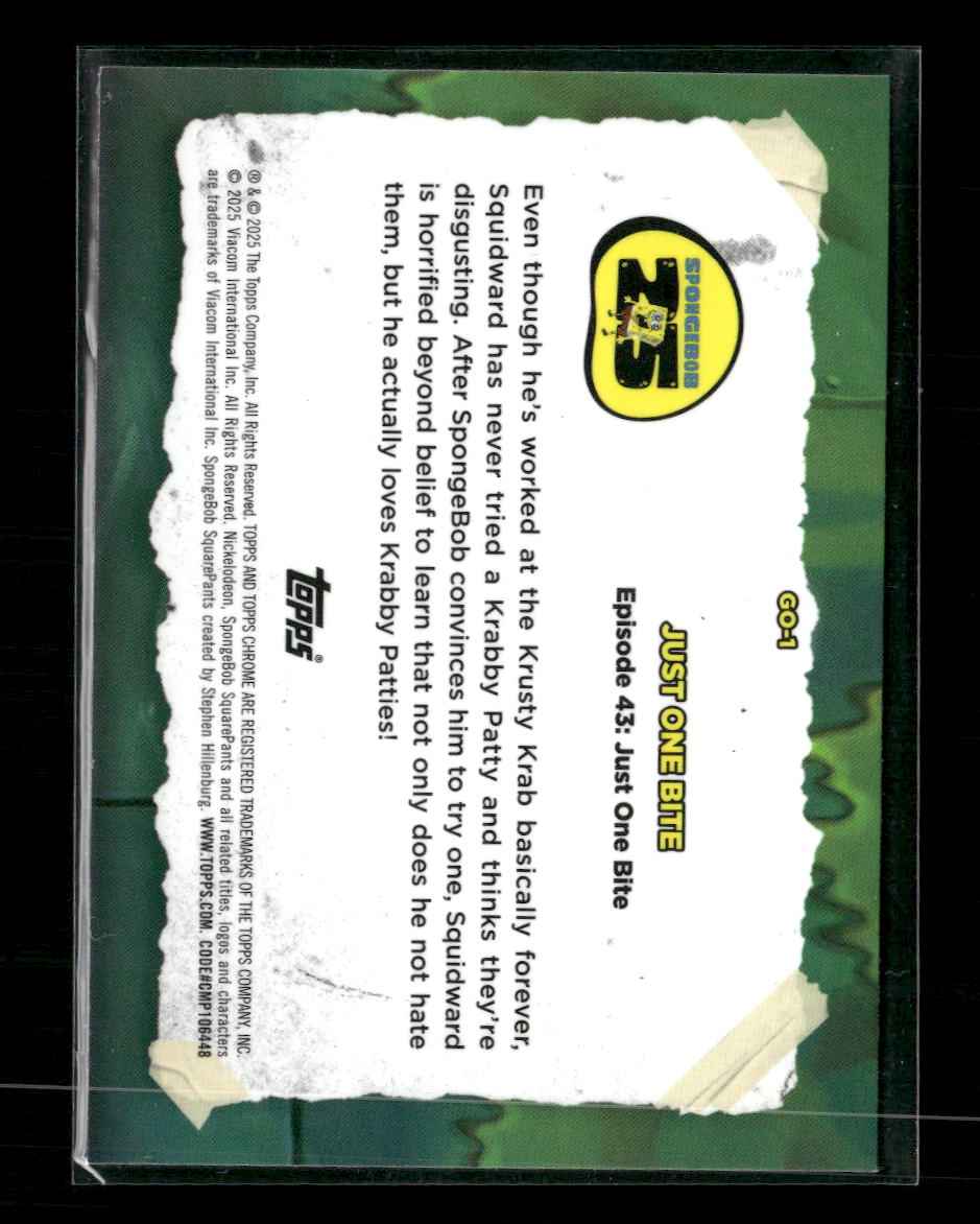 2025 Topps Chrome SpongeBob SquarePants Gross Out Just One Bite #GO-1