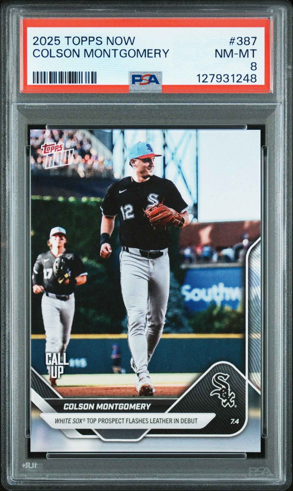 Graded 2025 Topps Now Colson Montgomery #387 Rookie RC Baseball Card PSA 8 Near Mint