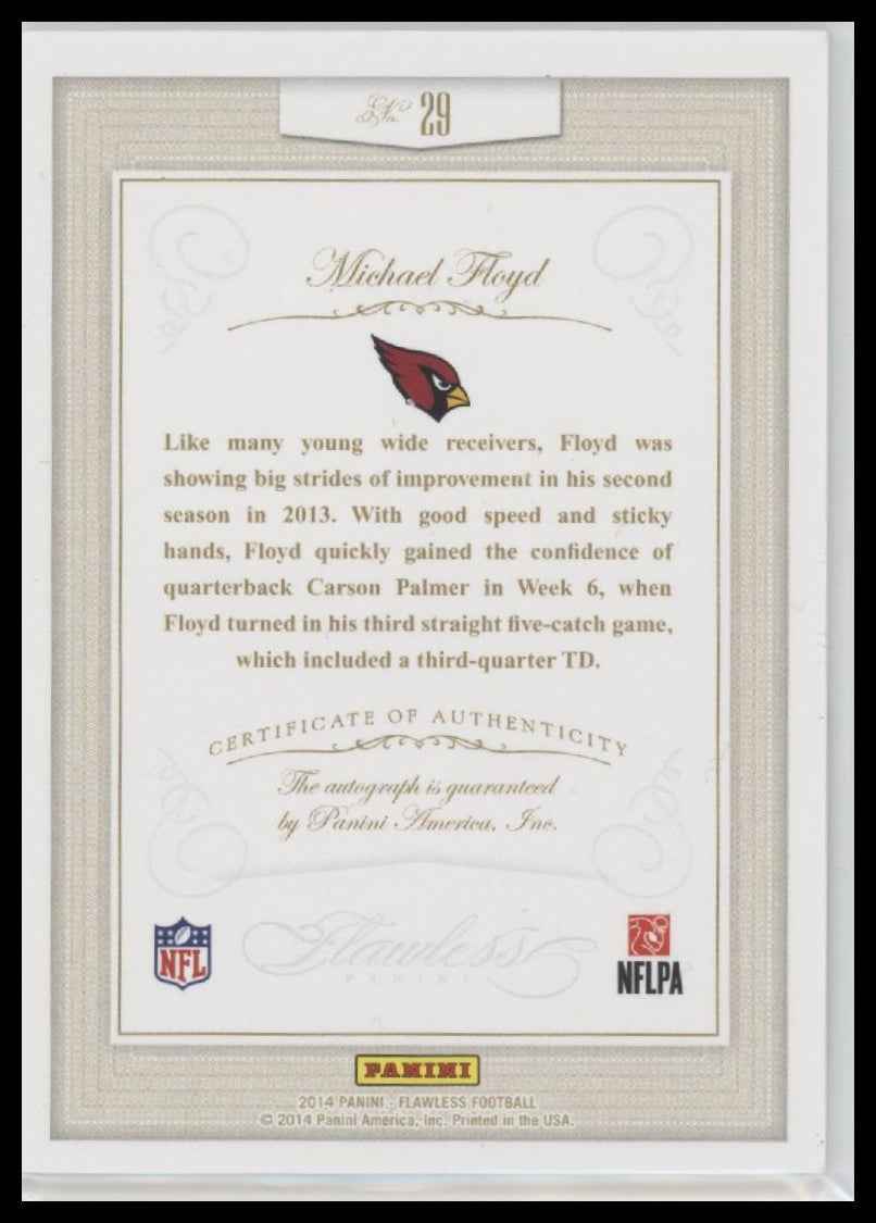 2014 Panini Flawless Inscriptions Michael Floyd #/25 Auto #29