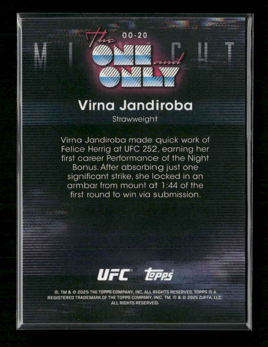 2025 Topps Midnight UFC The One and Only Moon Beam Virna Jandiroba #OO-20