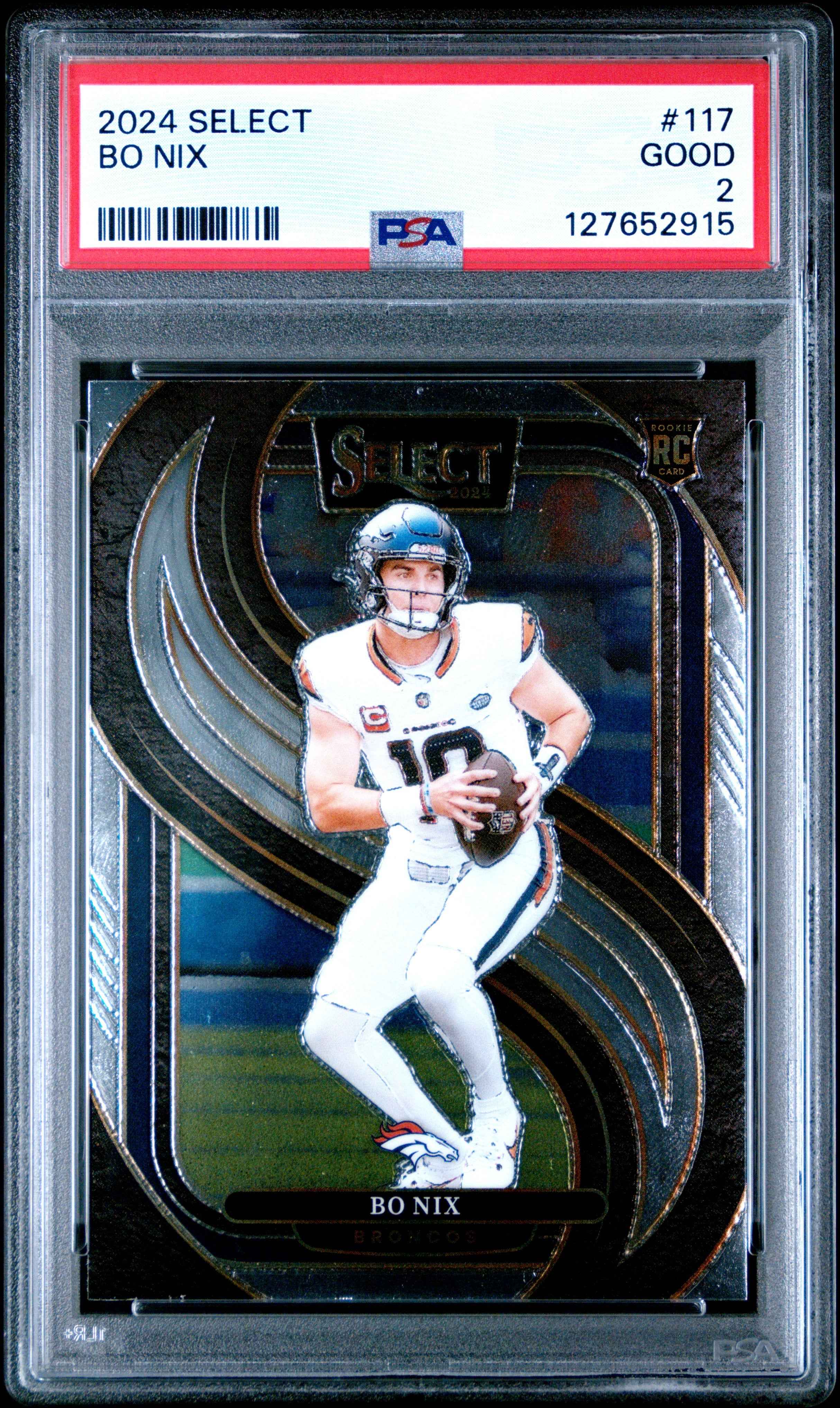 Graded 2024 Panini Select Bo Nix #117 Rookie RC Football Card PSA 2 Good