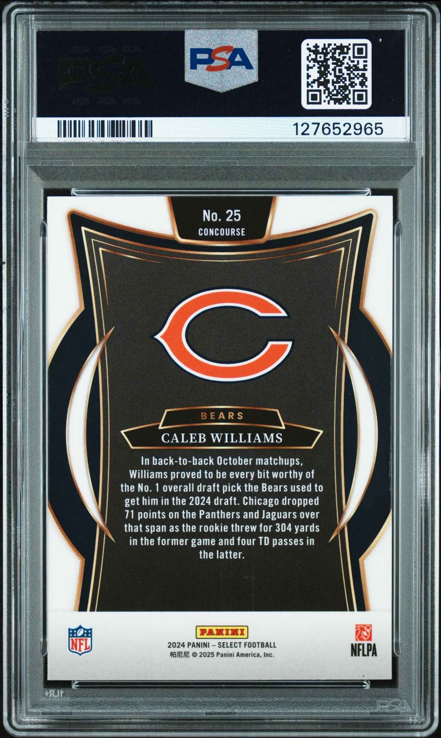 Graded 2024 Panini Select Caleb Williams #25 Rookie RC Football Card PSA 10 Gem Mint