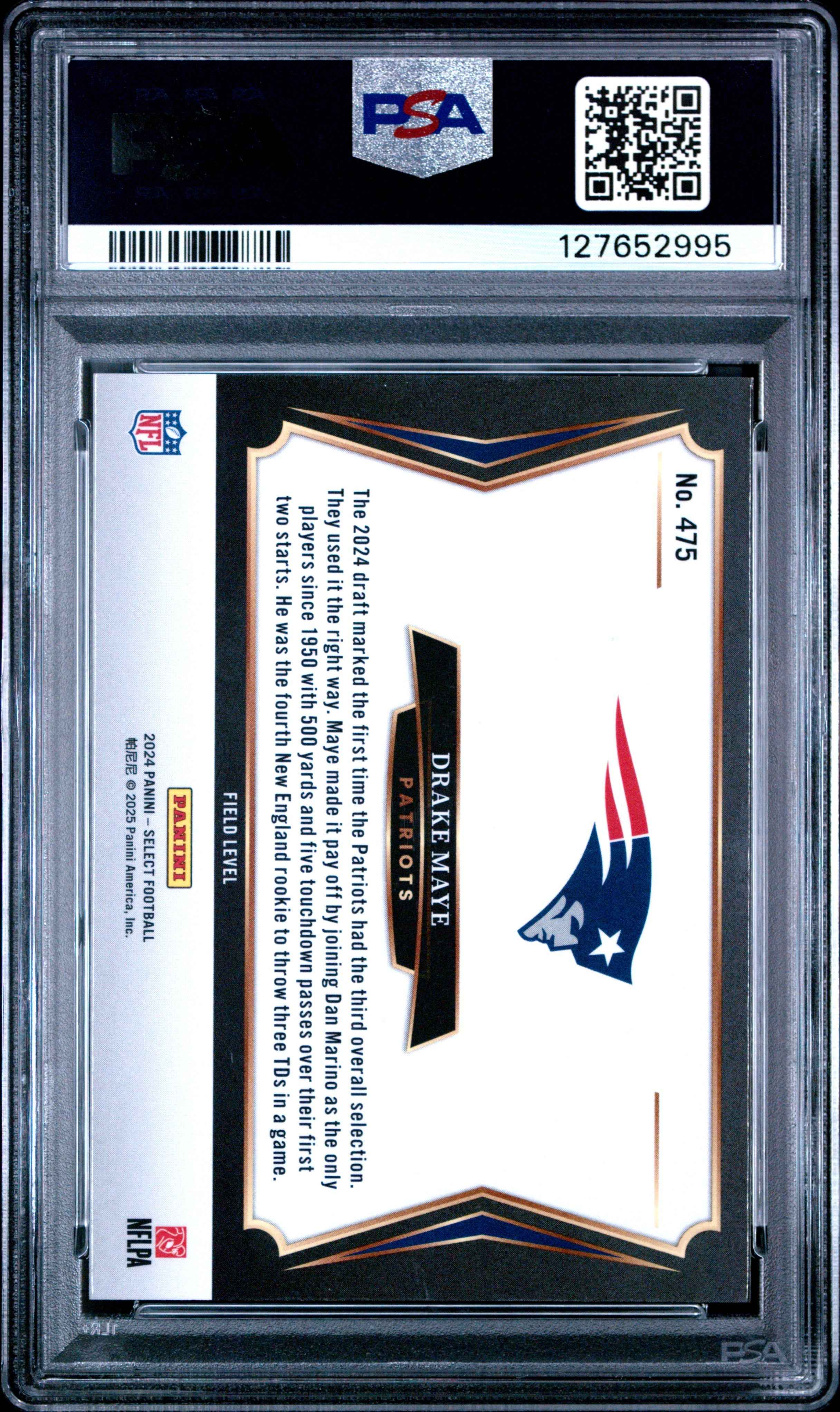 Graded 2024 Panini Select Drake Maye #475 Rookie RC Football Card PSA 8 Near Mint