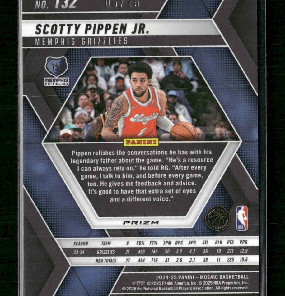 2024-25 Panini Mosaic Orange Fluorescent Mosaic Scotty Pippen Jr. #/25 #132