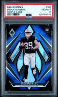 Graded 2024 Panini Phoenix Brock Bowers #165 Purple Fade Rookie RC Football Card PSA 10 Gem Mint