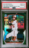 Graded 2023 Topps Bowman Colton Cowser #BCP144 Chrome Prospects Green Grass Refractor #/99 Rookie RC Baseball Card PSA 10 Gem Mint
