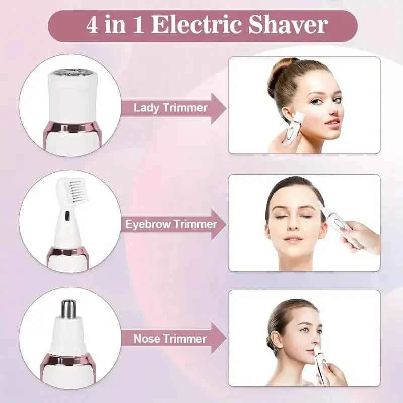 4-in-1 Silky-Smooth Electric Shaver for Women - Wet/Dry, USB Rechargeable & Portable for Full Body Use
