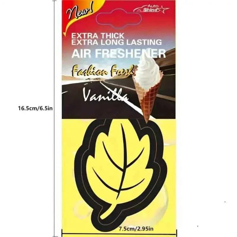 4-Pack: Car Air Freshener Natural Scented Tea Paper Auto Hanging Vanilla Perfume Fragrance Leaf Shape