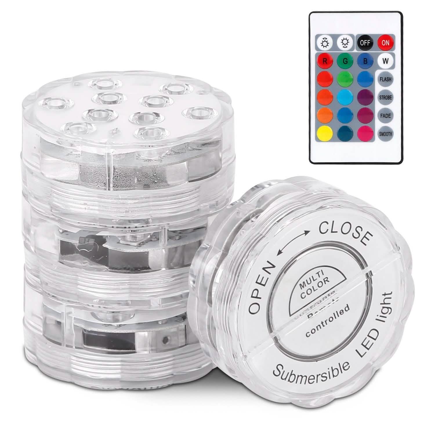 4-Piece: Submersible RGB LED Lights