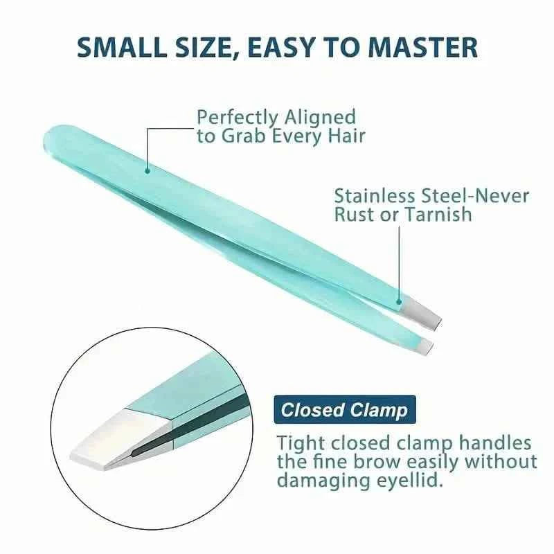 4-Pieces: Tweezers For Eyebrows, Straight, Slant, Angled and Pointy Tip