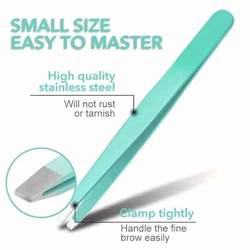 4-Pieces: Tweezers For Eyebrows, Straight, Slant, Angled and Pointy Tip
