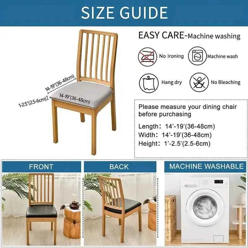 4-Pieces: Waterproof Removable Upholstered Leather Dining Chair Slipcovers