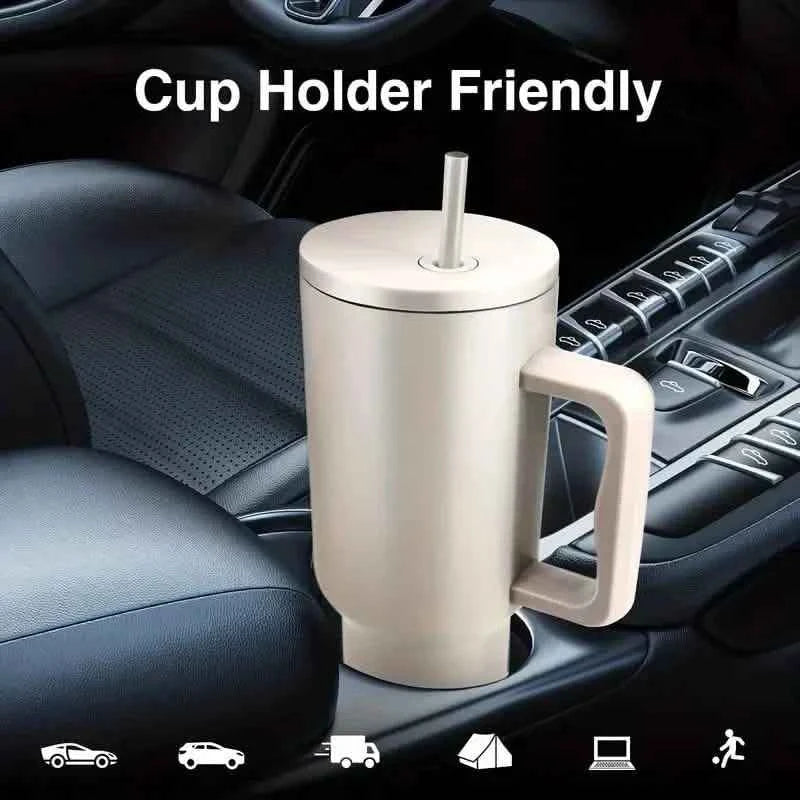 40oz Tumbler with Handle, Lid and Straw Insulated Cup Reusable Stainless Steel