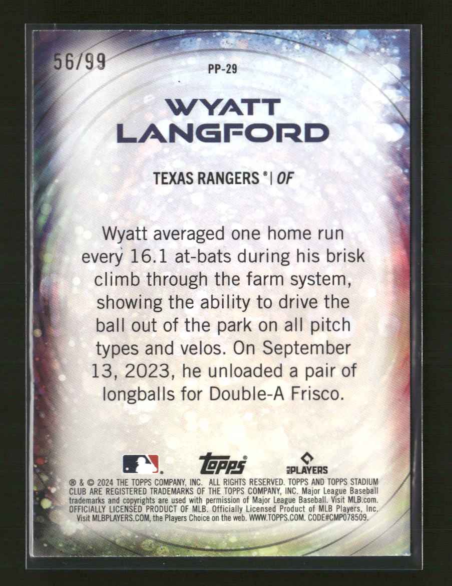2024 Stadium Club Power Packed Black Wyatt Langford #/99 #PP-29