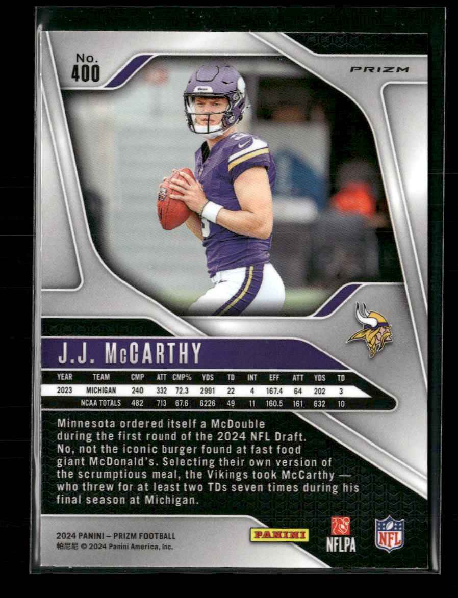 2024 Panini Prizm Orange Ice J.J. McCarthy Rookie #400