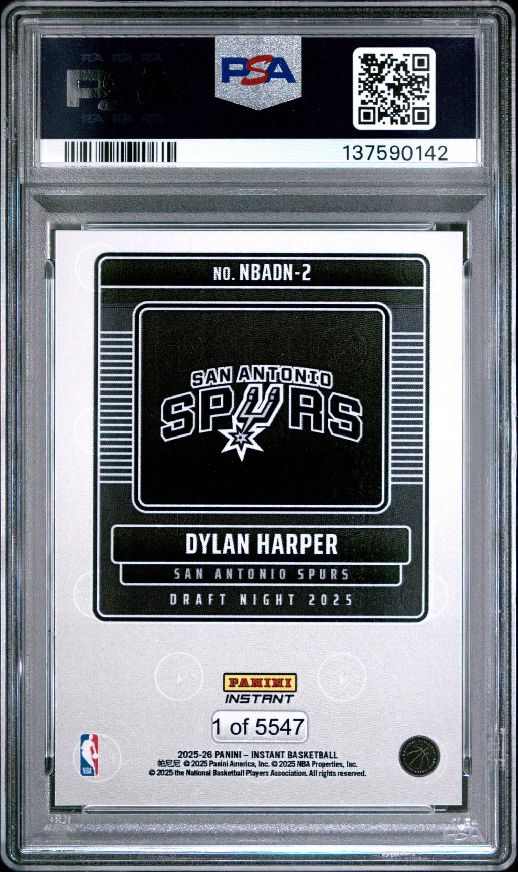 Graded 2025 Panini Instant Dylan Harper #2 Draft Night Rookie RC Basketball Card PSA 6 Excellent