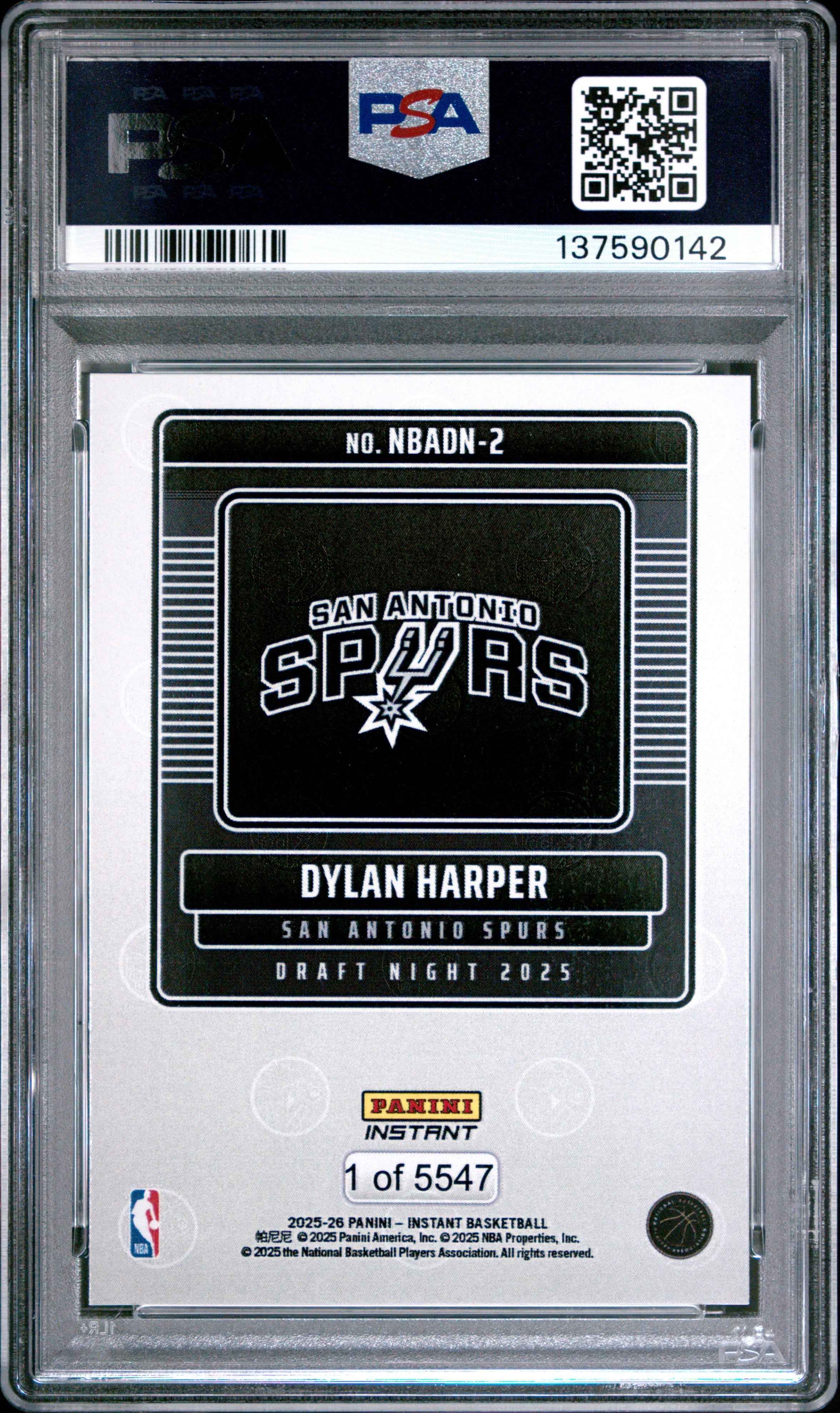 Graded 2025 Panini Instant Dylan Harper #2 Draft Night Rookie RC Basketball Card PSA 6 Excellent