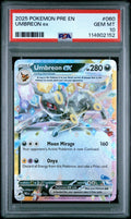Graded 2025 PKM Pre En-Prismatic Evolutions #060 Umbreon Ex Trading Card Game PSA 10 Gem Mint