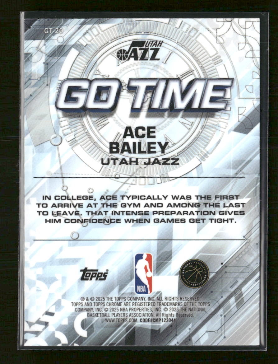 2025-26 Topps Chrome Go Time Gold Refractor Ace Bailey #/50 #GT-20