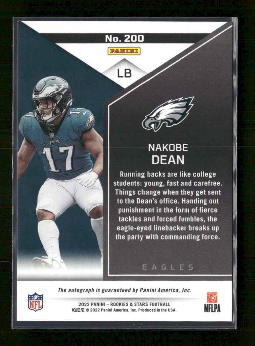 2022 Panini Rookies & Stars Rookies Signatures Nakobe Dean #/299 Auto #200
