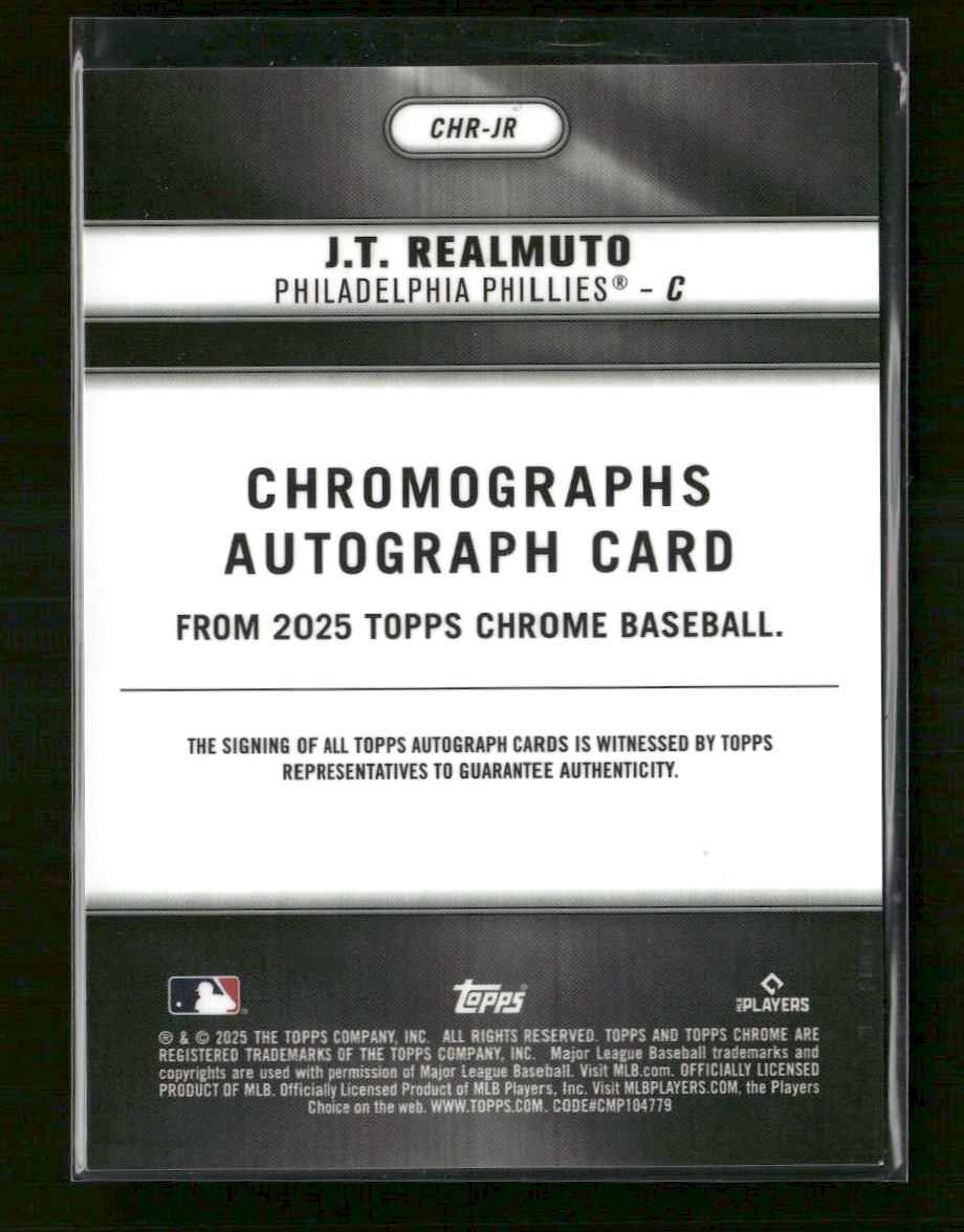 2025 Topps Chrome Chromographs J.T. Realmuto #/50 Auto #CHR-JR