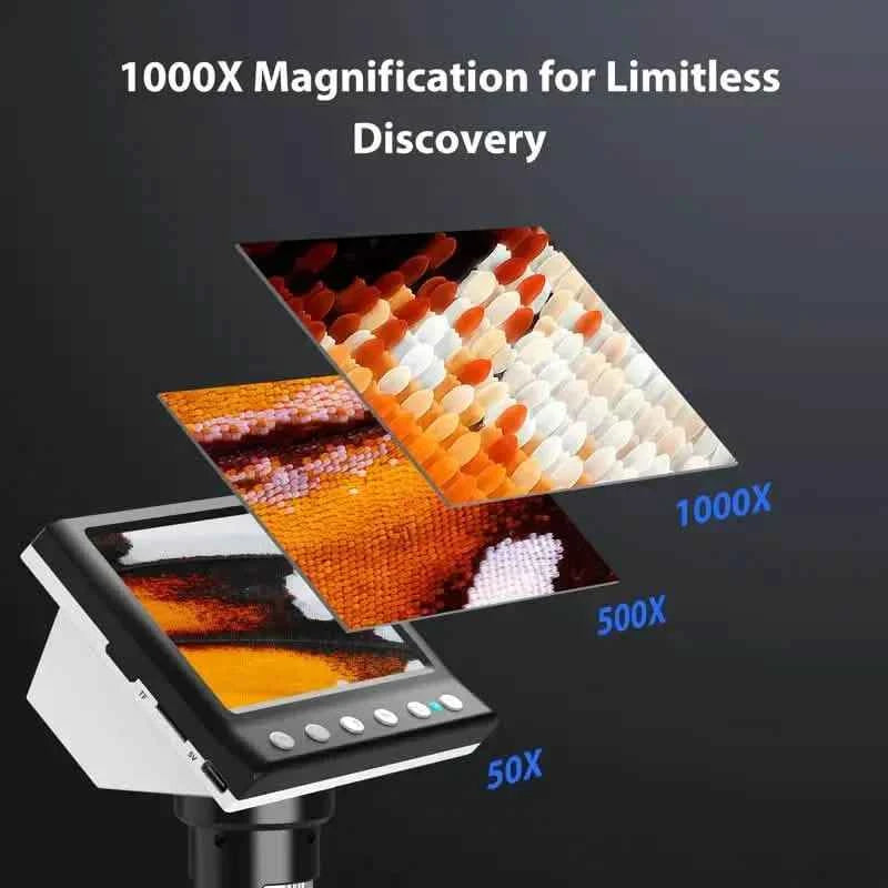 4.3'' IPS LCD Digital Microscope 1000X Magnification Microscope