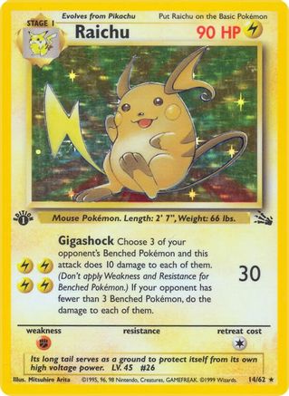 Raichu 014/null - Fossil 1st Edition Holofoil