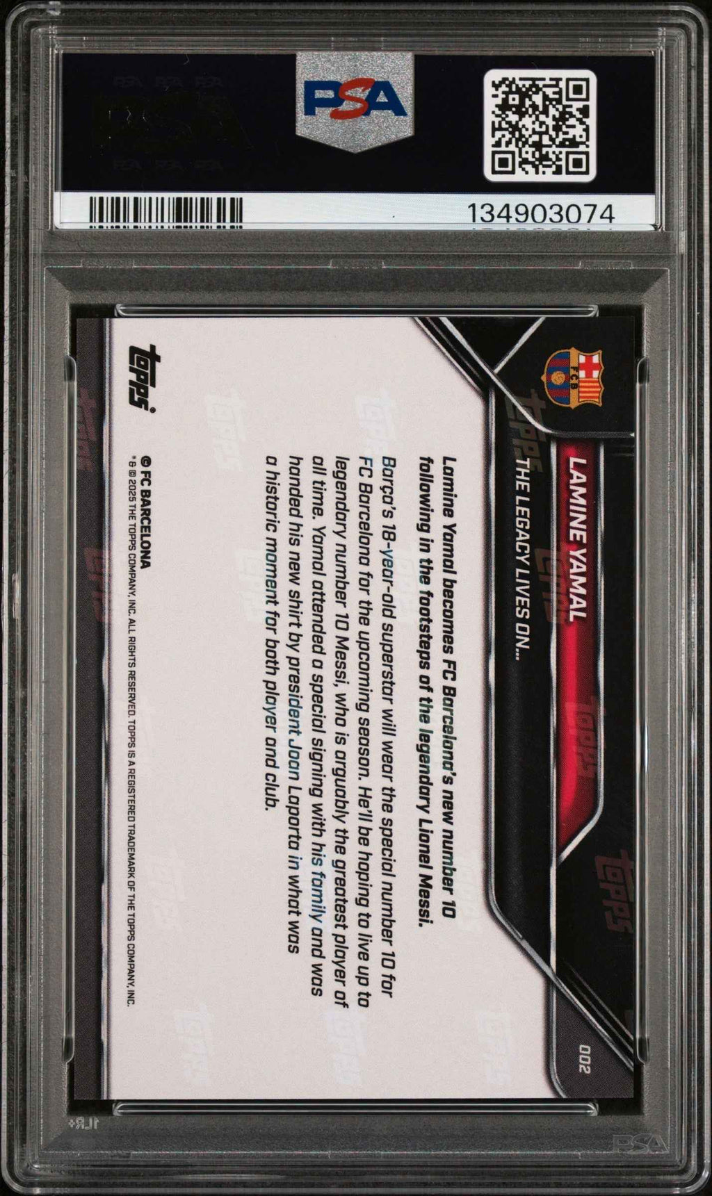 Graded 2025 Topps Now Lamine Yamal #2 FC Barcelona Soccer Card PSA 10 Gem Mint