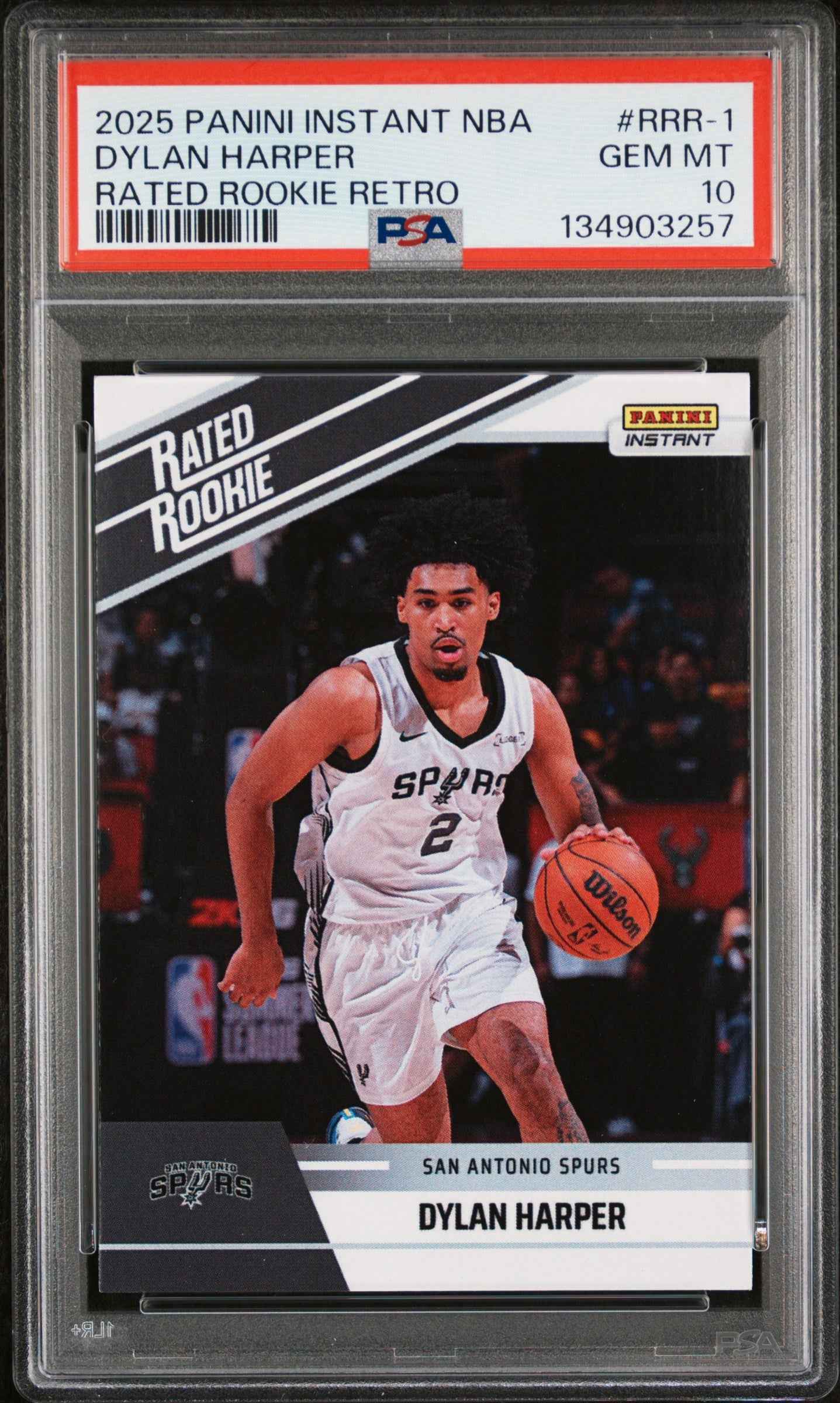 Graded 2025 Panini Instant Dylan Harper #RRR1 Rated Rookie Retro Rookie RC Basketball Card PSA 10 Gem Mint