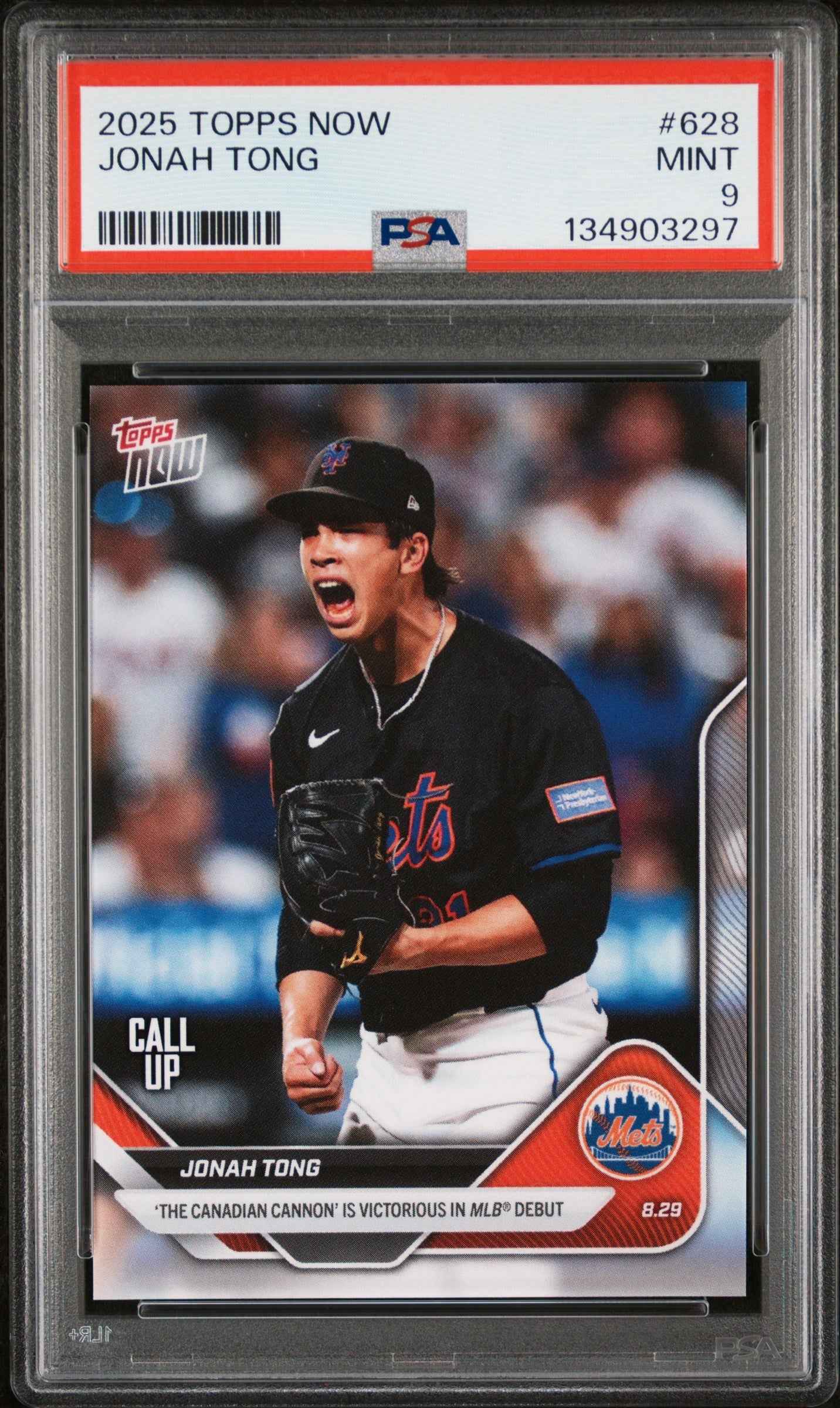Graded 2025 Topps Now Jonah Tong #628 Rookie RC Baseball Card PSA 9 Mint