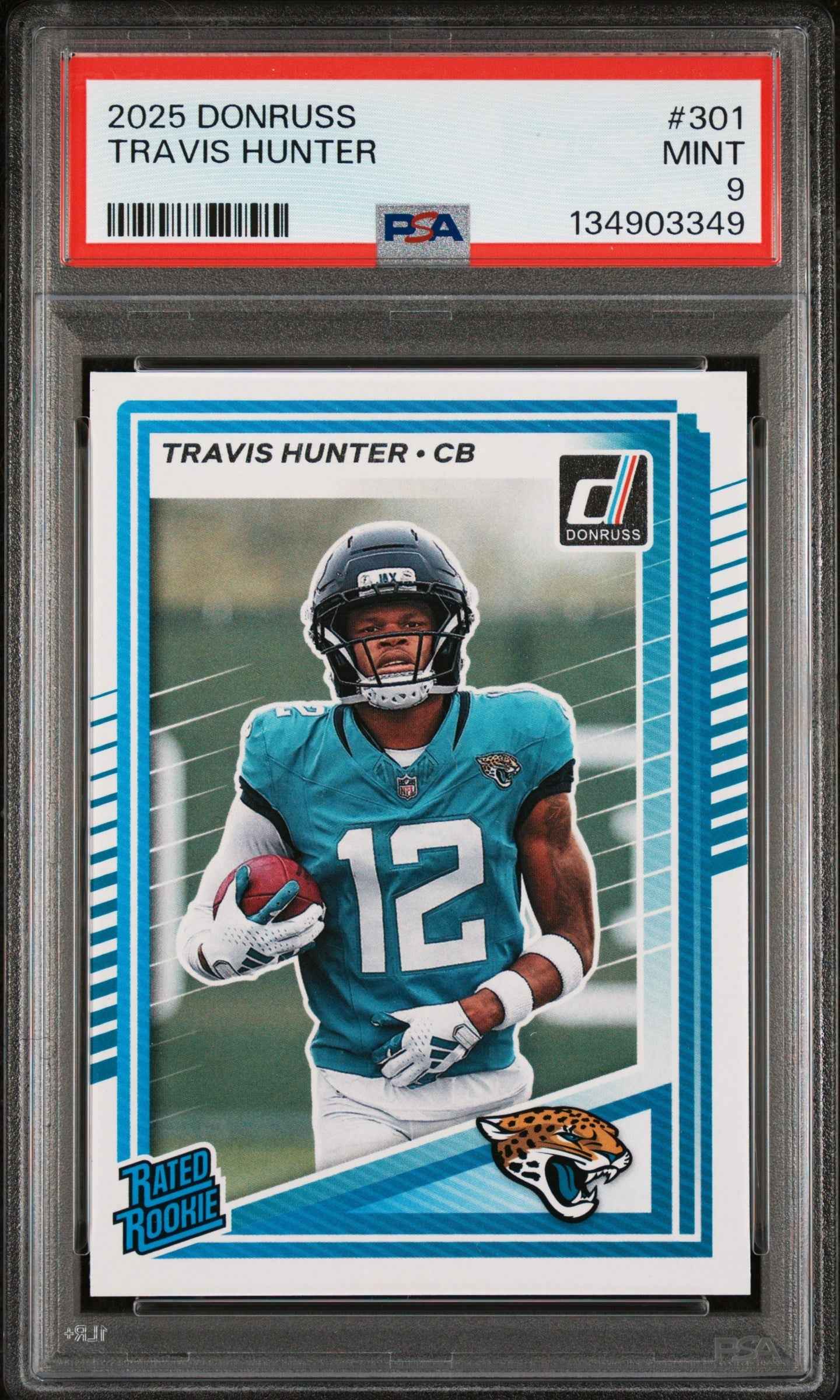Graded 2025 Panini Donruss Travis Hunter #301 Rookie RC Football Card PSA 9 Mint